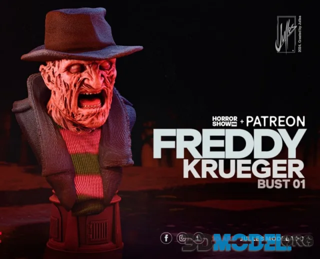 Julles Modelado – Freddy Krueger Bust 01 – Printable