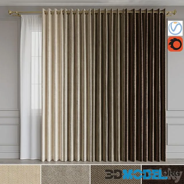 A set of curtains on the rings 15. Beige range