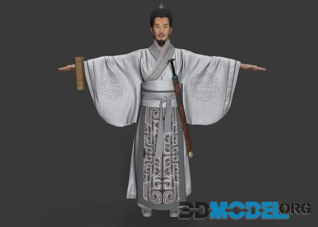Chinese Swordman Low-poly (PBR)