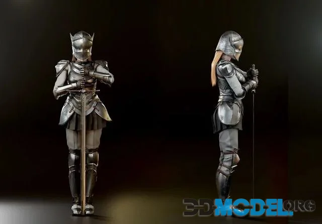Knight Girl Modular Character Low-poly (PBR)