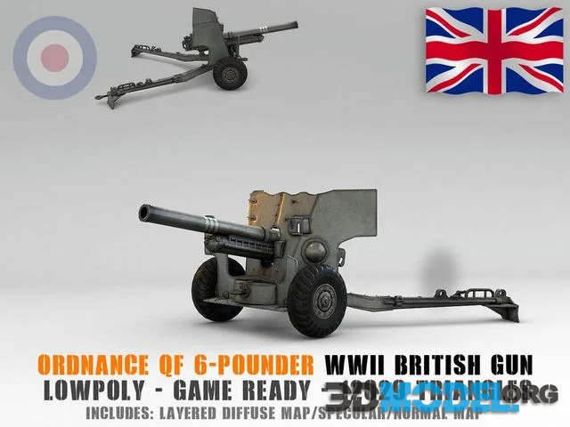 Low Poly Ordnance QF 6-pounder (PBR)