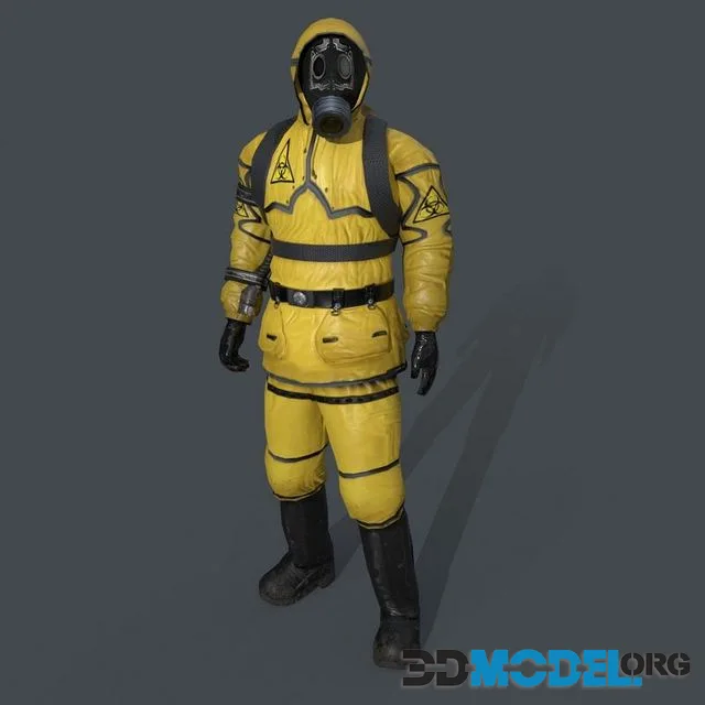Man In Protective Hazmat Suit Low-poly (PBR)