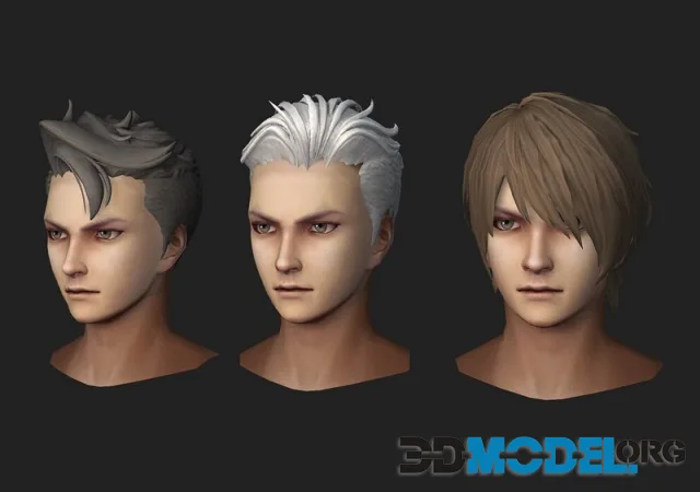 Men man hair boy hair hair style 03 Low-poly (PBR)