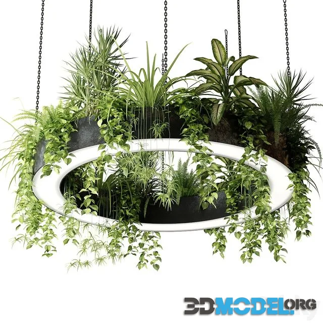 Ring lamp planter with plants
