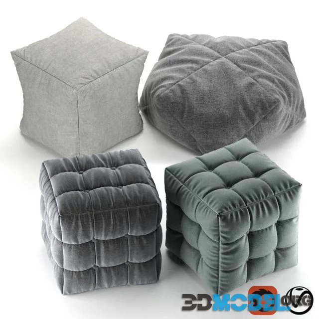 Soft fabric poufs