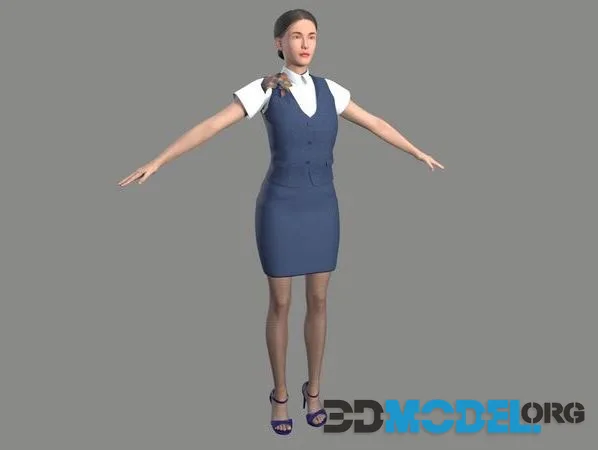 Woman waiter character (PBR)