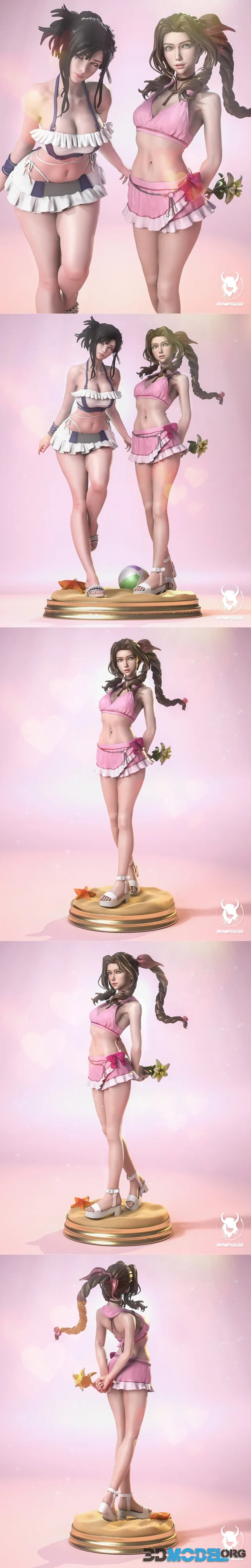 Nympha - Aerith (Pink Mermaid Variation) and Diorama Base with Tifa – Printable