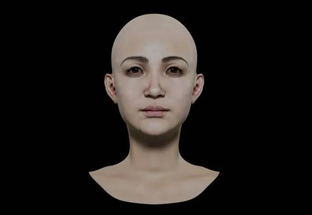Animation ready Girl head 1 Low-poly (PBR)