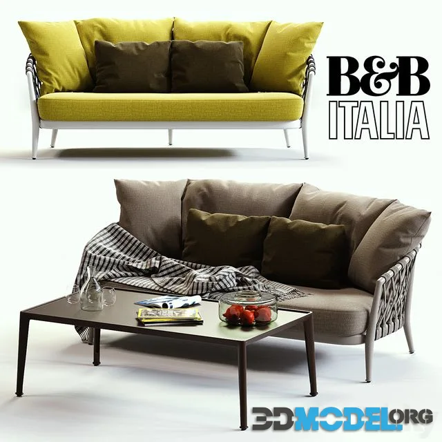 B & B Italia ERICA Grey & Yellow Sofa