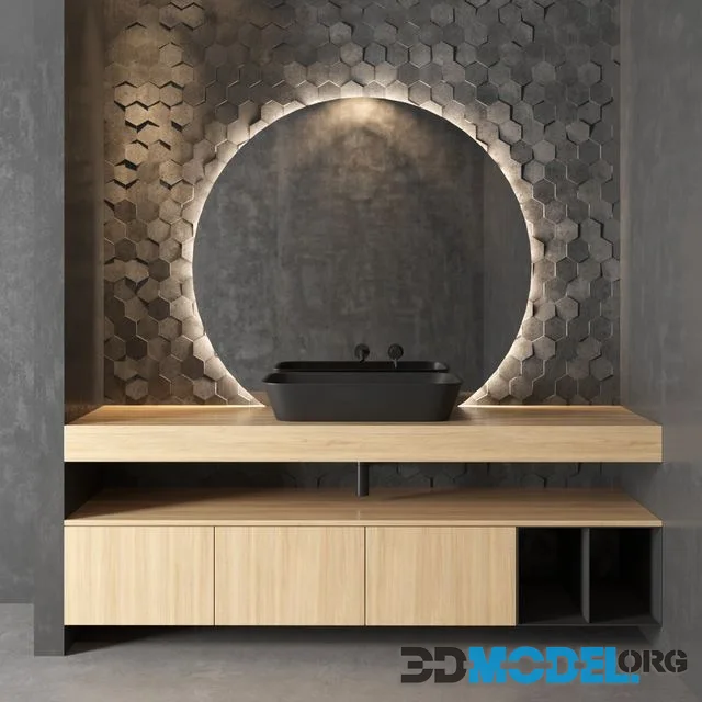 Cerasa NEROLAB Wood veneer vanity unit