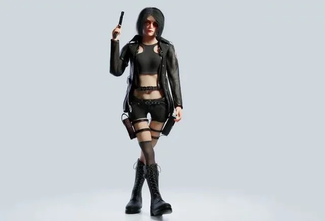 Cyberpunk girl Low-poly (PBR)