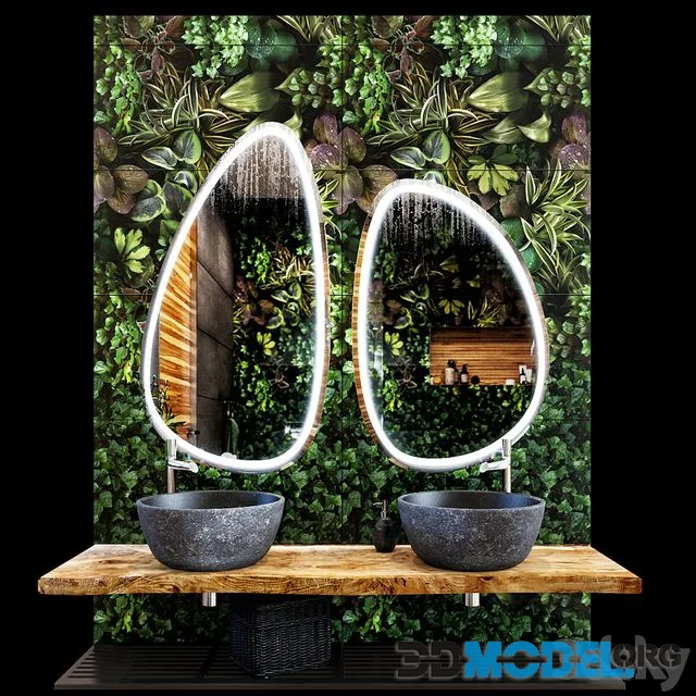 Decorative bathroom set in natural eco style with tiles 41ZERO42 PAPER41