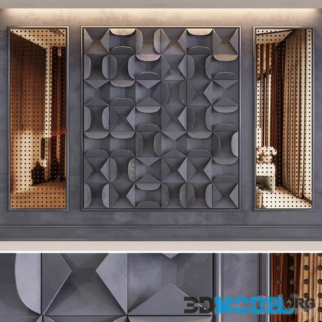 Decorative volumetric wall panel mid century modern