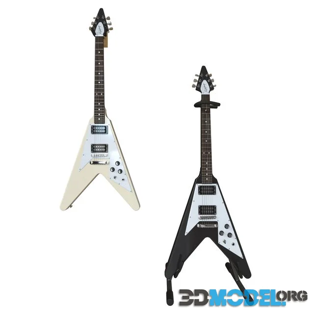 Electric Guitar Gibson Epiphone Flying V style black and beige