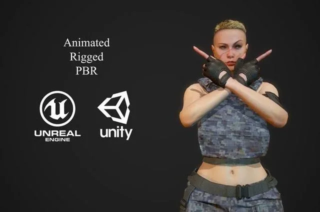 Fighting Girl 3 Low-poly (PBR)