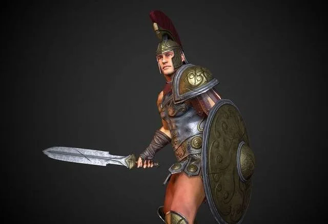 Gladiator spartan warrior Low-poly (PBR)