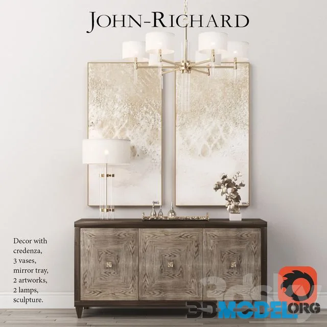 John Richard EUR-04-0248 Faux Bois Three-Door Credenza and decor