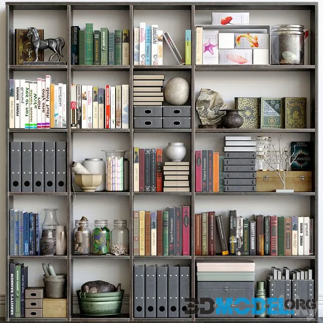 Large wardrobe with decor and books. Library