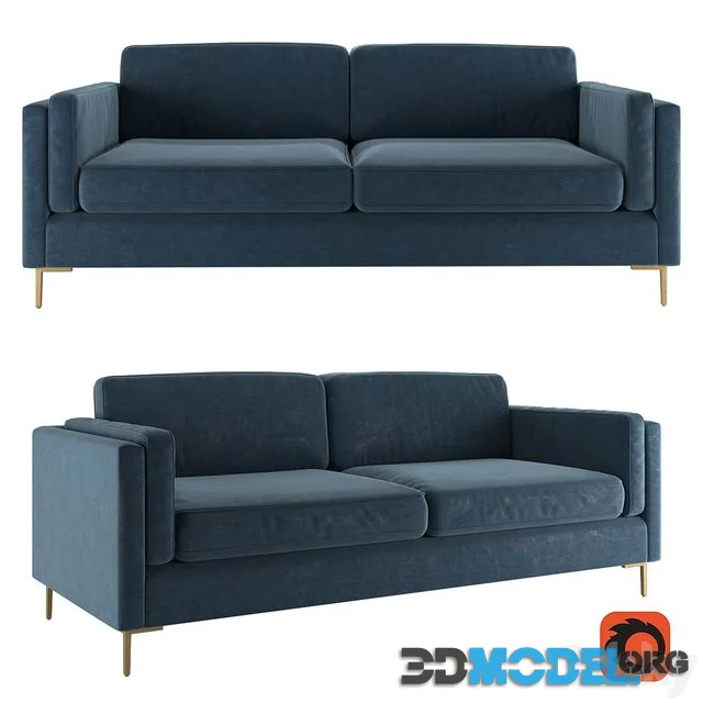 Rosalina 84 Blue Velvet Sofa