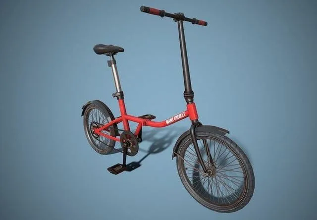 Single-speed Folding Bicycle Low-poly (PBR)