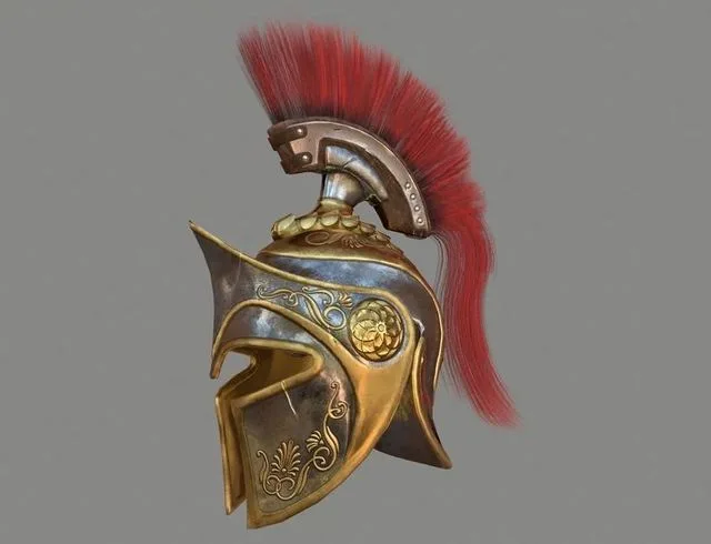 Spartans Warrior Helmet Low-poly (PBR)