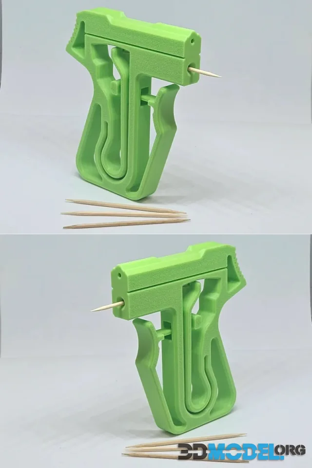 Toothpick Launcher Print-in-Place – Printable