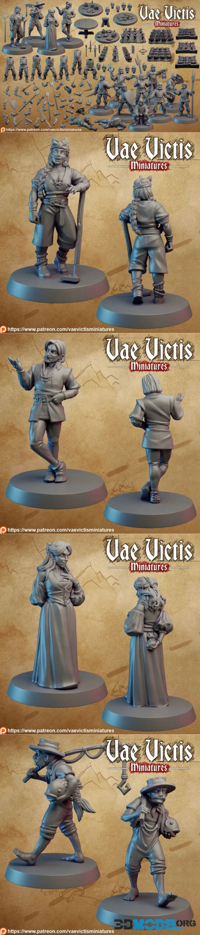 Vae Victis Miniatures- Fantasy Village Commoners – Printable