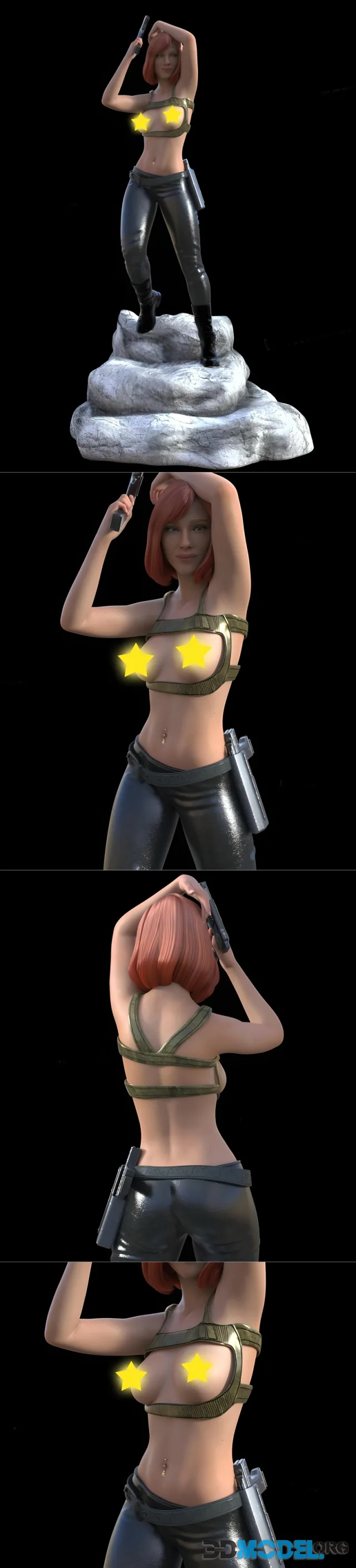 Black Widow Topless gun pose – Printable
