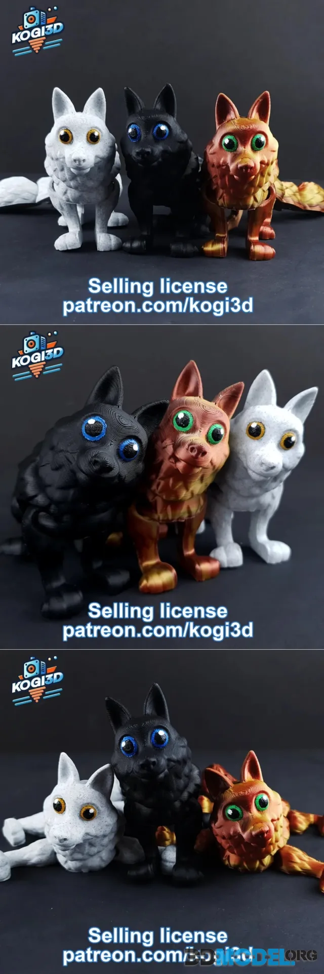 Articulated Wolf model – Printable