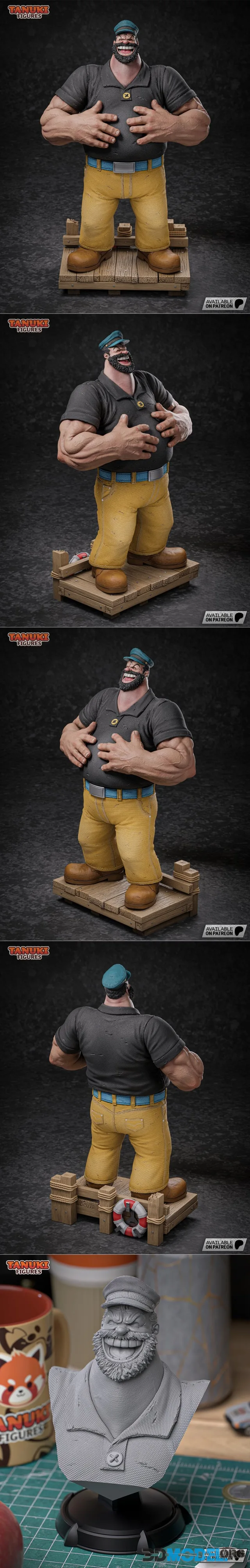 Tanuki Figures - Bluto El Terrible Statue and Bust – Printable