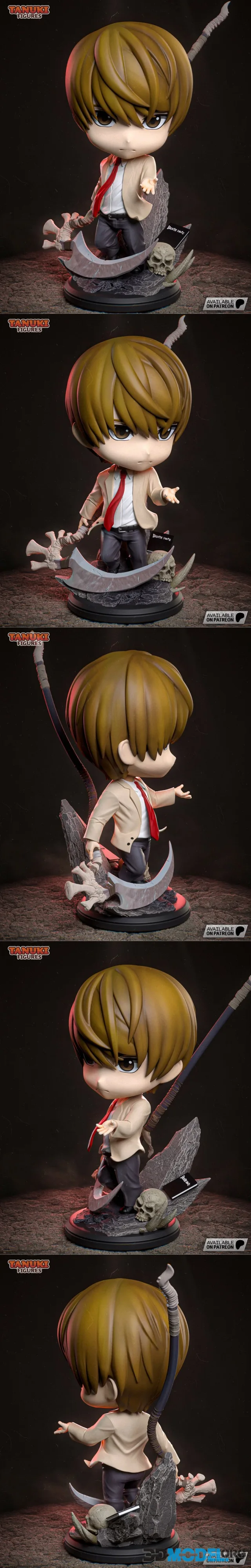 Tanuki Figures - Light Yagami - Chibi – Printable