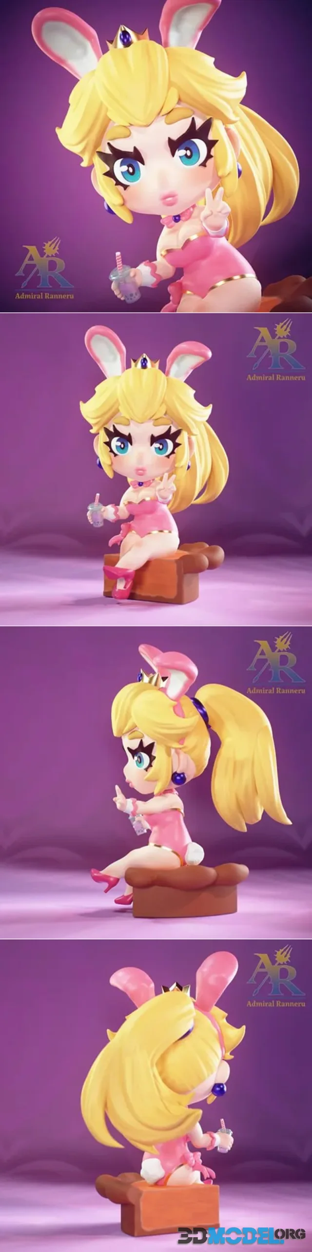 Rizdaw Chibi Bunny Peach Fanart - Admiral Ranneru – Printable