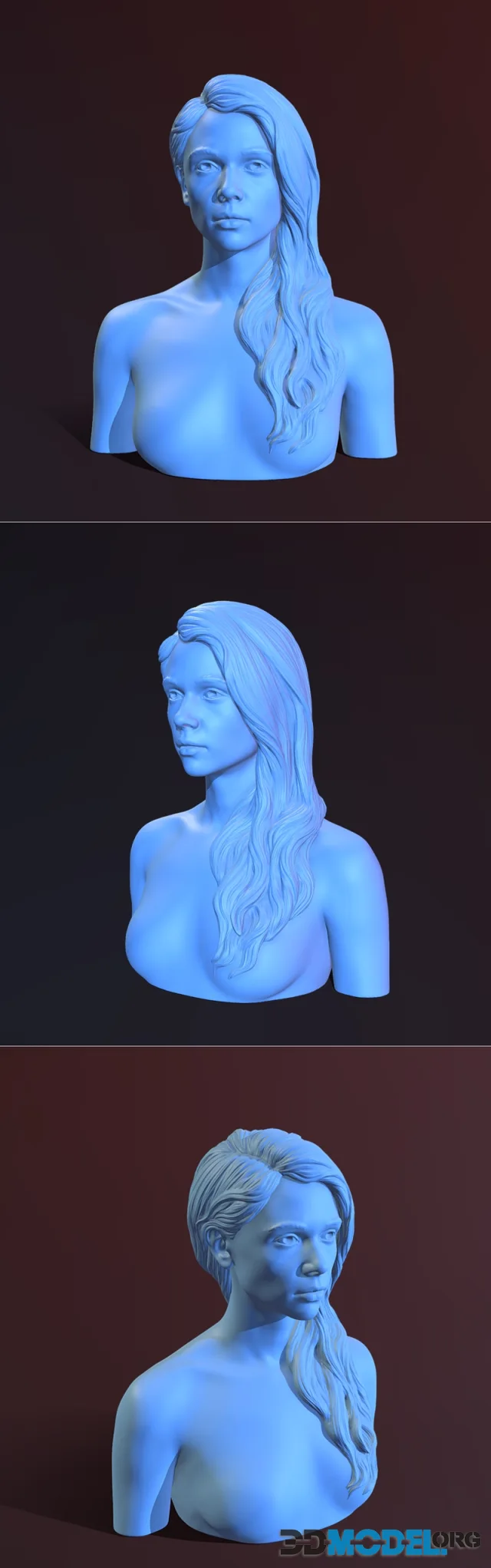 Female Bust With Long Hair – Printable