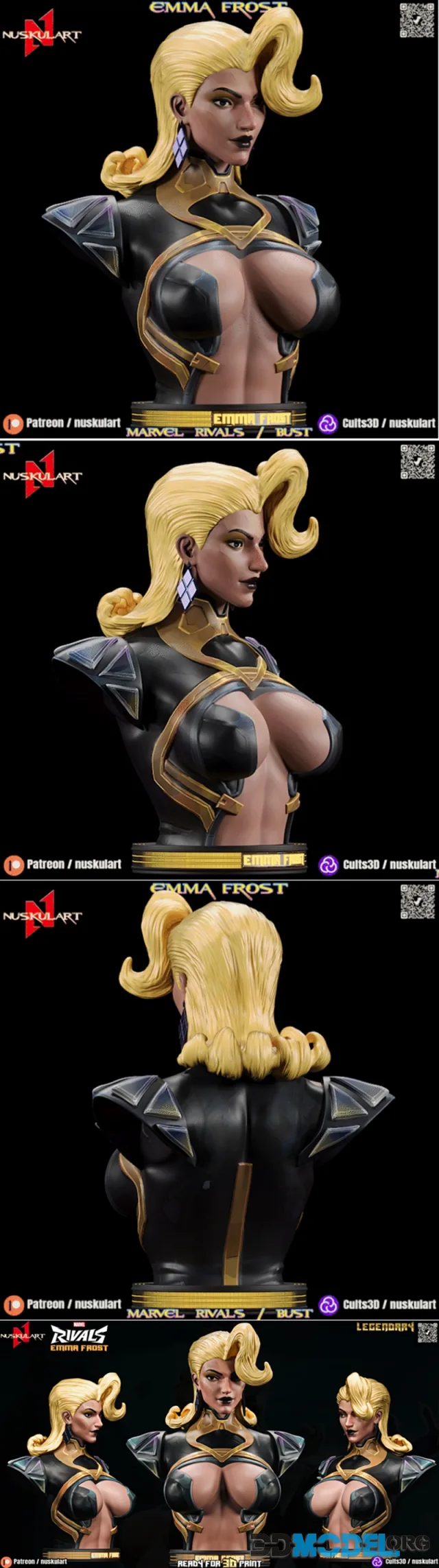 Nuskul Art - Emma Frost Bust - Marvel Rivals – Printable