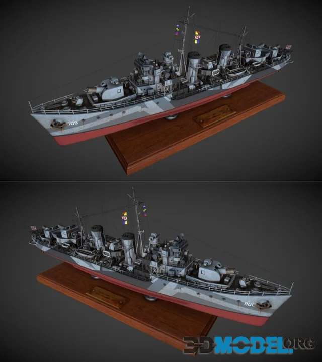 USS BUCKLEY 508 Class Destroyer TOY – Printable