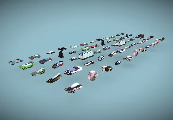 20 Scifi Simplistic Flying Cars (PBR)