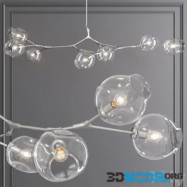 7-globe Branching Bubble Satin Nickel and Clear Glass by Lindsey Adelman