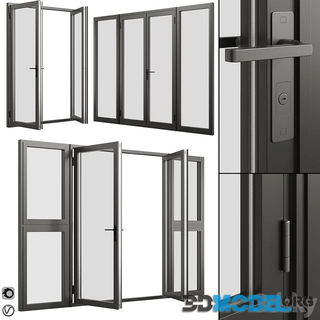 A set of metal windows and doors