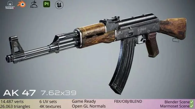 AK 47 Low-poly (PBR)
