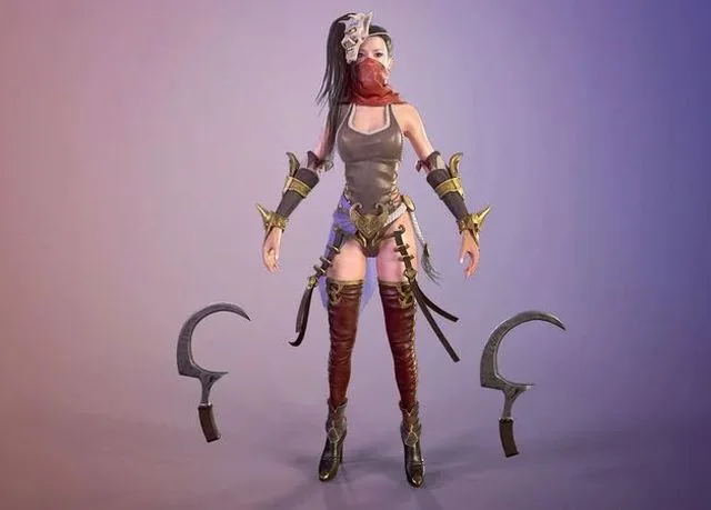 Assassin Ninja Girl Low-poly (PBR)