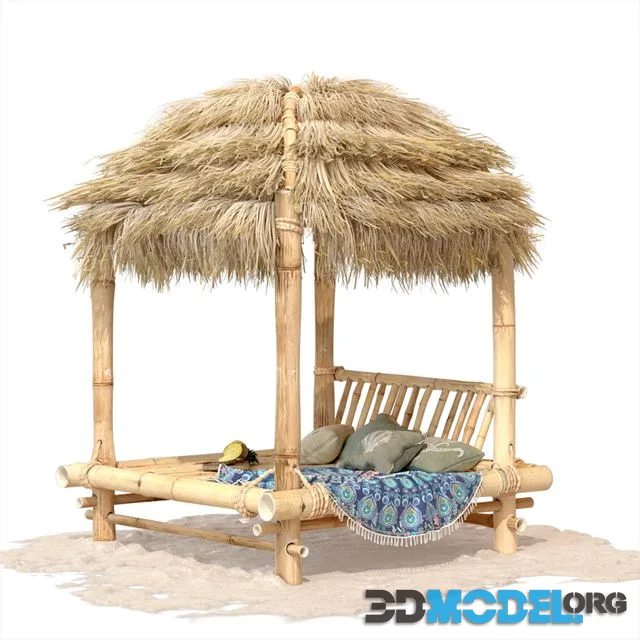 Bamboo hut with bed