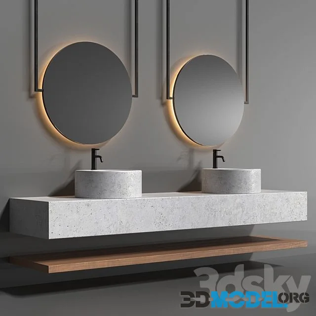 Bathroom set with a surface-mounted washbasin from Tower concrete