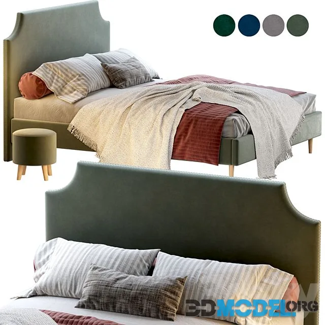 Bed Adona-Legs 160 Velvet Divanru with pouffe Plidi