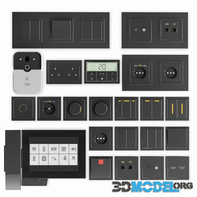 Black switches and sockets