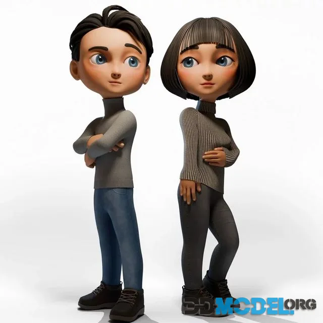 Cartoon Boy Girl (PBR)