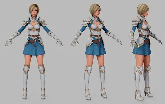 Cartoon Female Warrior Low-poly (PBR)