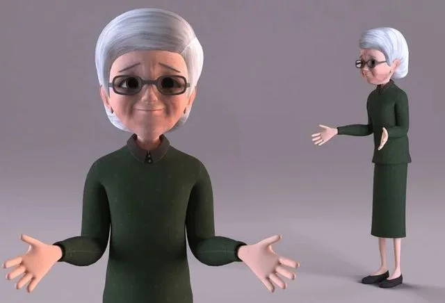 Cartoon Grandma Rigged – Blender Low-poly (PBR)