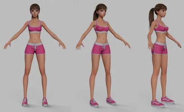 Cartoon Sport Woman Low-poly (PBR)