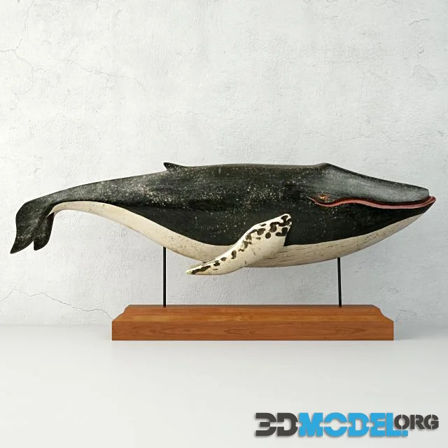 Carved and Painted Wooden Humpback Whale