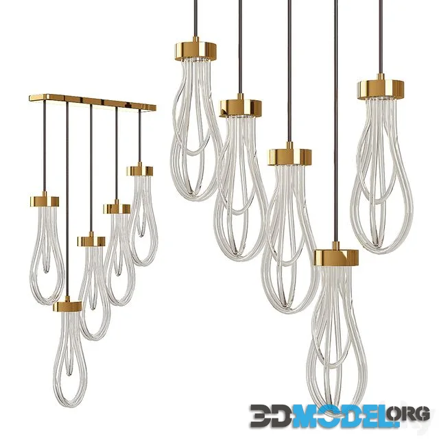 Cascade Brass Light Pendants by Morghen Studio